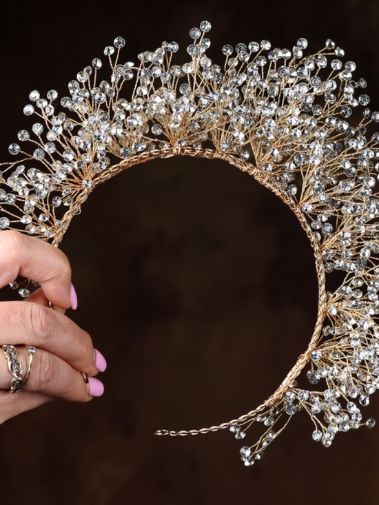 Gold Crystal Bridal Crown / Tiara main image 6